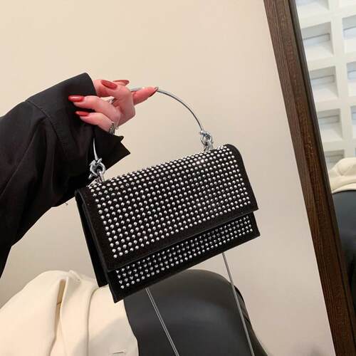 Simple Casual Diamond Square Bag 2025 Summer Shiny Chain Han