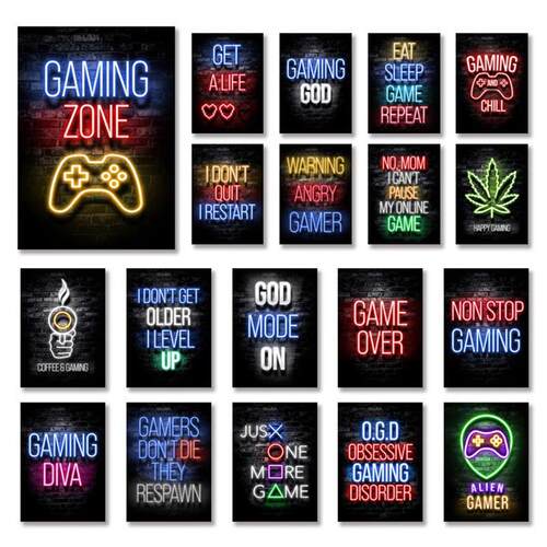 Gaming Room Decoration Poster Wall Art Video Game Canvas Pai