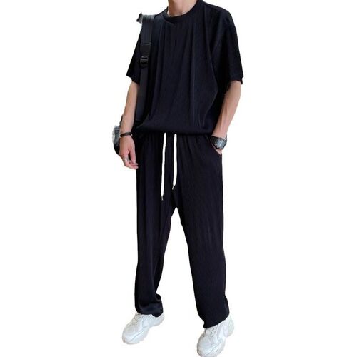 Boys Casual And Fashionable Solid Color Suit Loose Round Nec