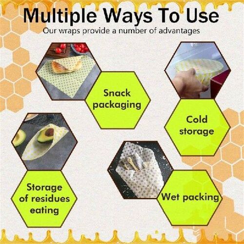 Practical Beeswaxs Cotton Wraps 3 Pack Natural Portable