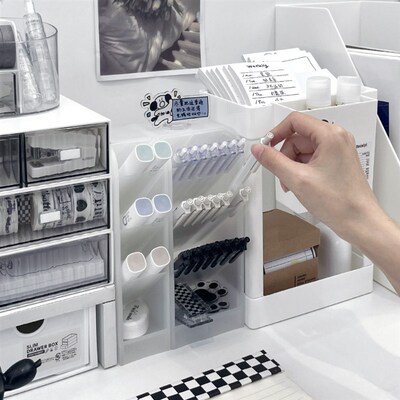 Minimalist Oblique Pen Holder Storage Box Organizer Transpar