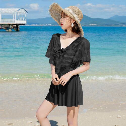 New Swimsuit Womens Black Lace Conservatively Conservative