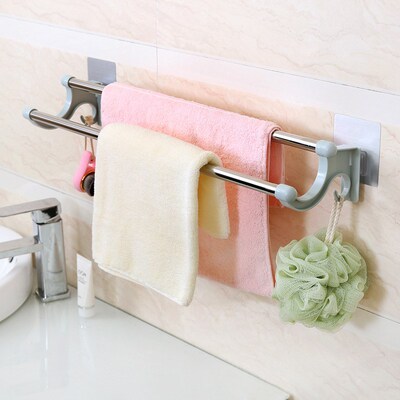 Bathroom towel rack towel bar no drilling stainless steel to
