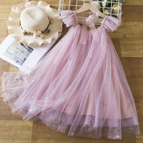 Dress for Girl 3-8 Yrs Summer Suspender Sequin New Birthday