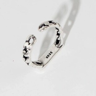 Metal Punk Design Silver Fin Rings Color Open Vintage Letter