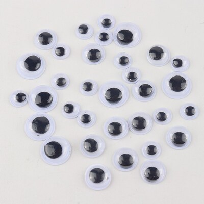 Wobbly Googly Eyes 6mm 8mm 10mm 3D Plastic Black Eye With Ad