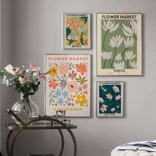 Minimalist Abstract Flower Market Nordic Posters And Print M