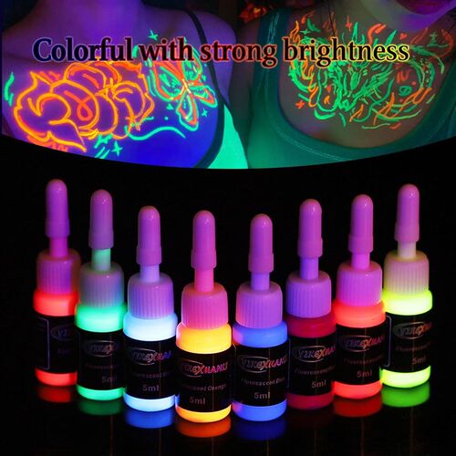 Fluorescent Tattoo Ink Kit 8 Color Fluorescent Tattoo Ink Ki