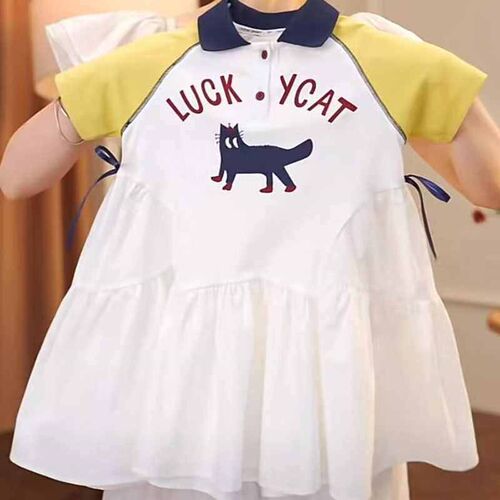 Polo Dress with Print for Girls POLO领印花拼接公主裙