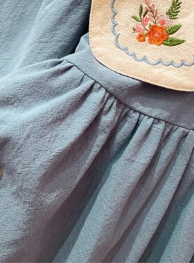 2023 New Spring Autumn Long Sleeve Lapel Casual Dress Embroi