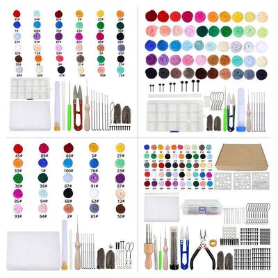 Needle Felting Craft Kit 36 Colors Wool Fibre Roving