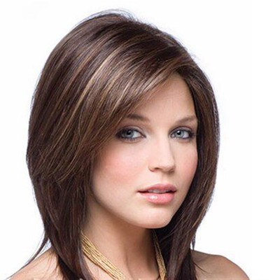Womens short hair wig brown highlights bobo head short fluf
