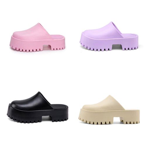 Womens Thick Sole Heightening Mules, Solid Color EVA