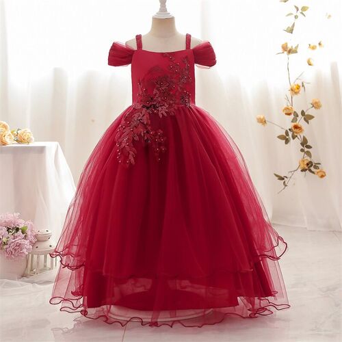 Flower Girl Wedding Banquet Lace Long Dress For Kids Elegant