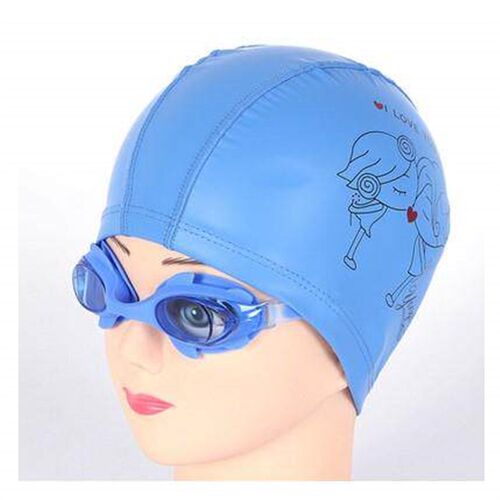 Childrens PU swimming cap Mens and girls waterproof cute