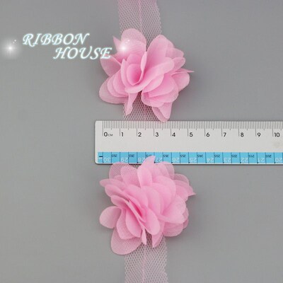 (60 pieces/lot) pink petal Chiffon lace fabric Webbing Decor
