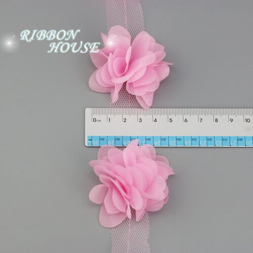 (60 pieces/lot) pink petal Chiffon lace fabric Webbing Decor
