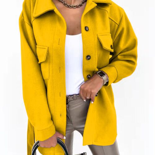 Autumn and winter lapel single breasted thickened solid