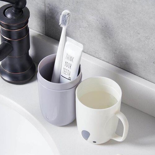 Cute portable toothbrush cup, dust-proof toothpaste cup, too