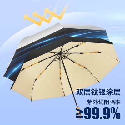 Umbrella Parasol Titanium Silver Double Layer Vinyl Anti-ult