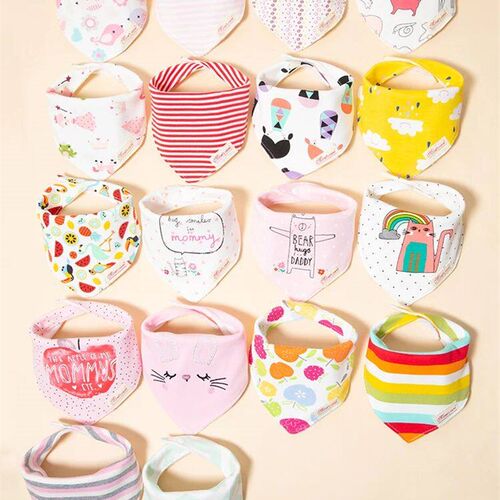 5PCS baby bib triangle bib cartoon print Saliva towel for fe