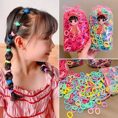 100/200Pcs Colorful Girls Nylon Elastic Hair Bands Women tai