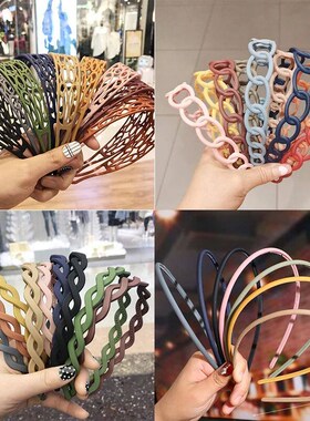 Frosted Matte Hollow Headbands Solid Color Plastic No-Slip T