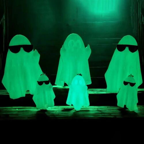 2Pcs Halloween Ghost Figurine Keychain Glow-in-the-dark 3D P