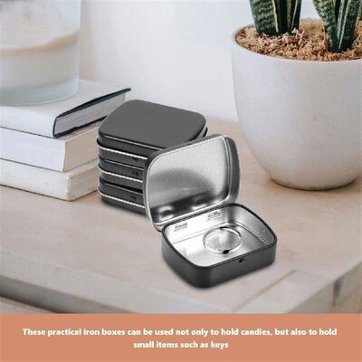 10Pcs Mini Hinges Tin Box Small Case Iron Candy Cans