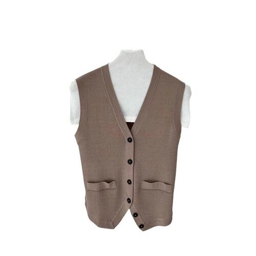 Single Breasted Vest 24 Bc Style V-neck Silk Wool Sleeveless