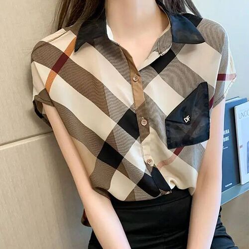 Summer Sleeveless Printed Chiffon Blouse Women Korean Fashio