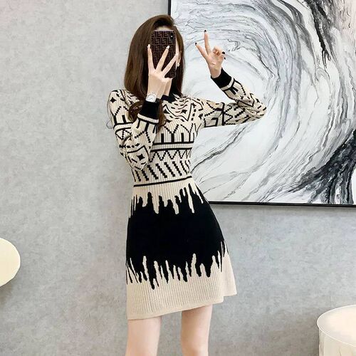 Knitted Sweater Dress Women Clothes Autumn Fashion Pullover