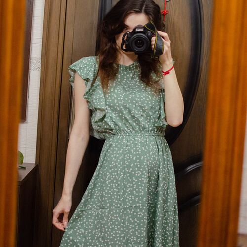 Msfilia Summer Ladies Elegant Dot Print Chic Dress Women