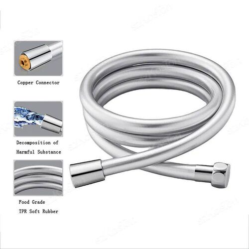 1/1.5/2m PVC High Pressure Silver Smooth Shower Hose For Bat