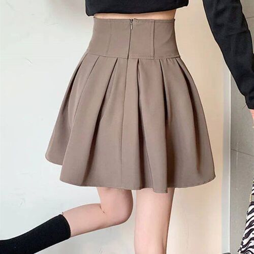 Jielur Fashion Women Zipper High Waist Mini Skirt Korean Sty