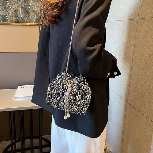 Good-looking Peronality Sequin Women New Korean Bucket Bag