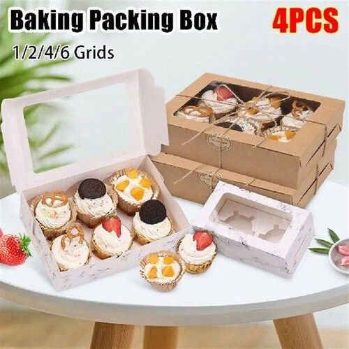 2/4Pcs Cupcake Packing Baking Packing Box Transparent