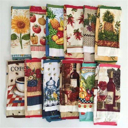 2Pcs/Set Retro Flower Fruit  Printed Cotton Apron With