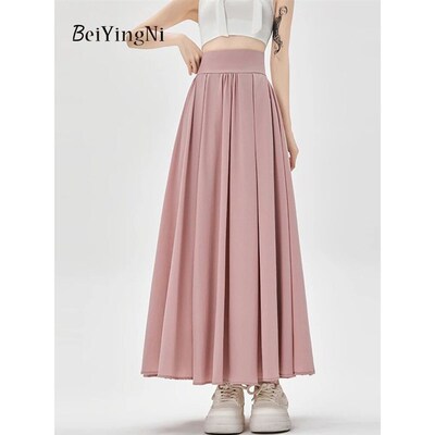 Beiyingni Womens Summer High Waist Maxi Skirt Korean Fashio