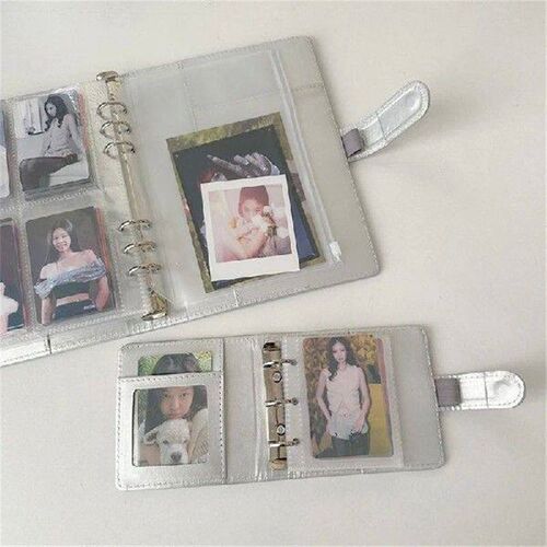 A5 A8 Silver PU Loose Leaf Photo Album Cover With Magnetic
