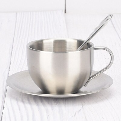 Creative Gift Cup Stainless Steel ffee Cup Set Double-layer