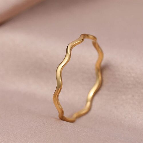 Stainless Steel Ring Minimalist Sea Wave Light Luxury Elegan