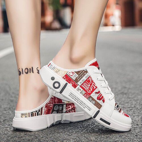 Fujeak Mens Summer Without Heel Shoes Lazy Slippers for Men