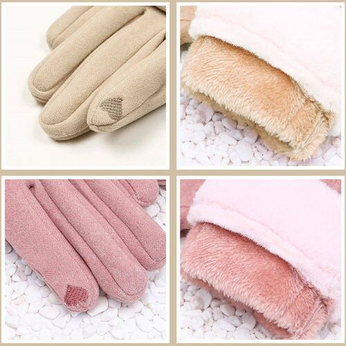 Women Winter Thick Plush Gloves Fashion Warm Thick Outdoor G