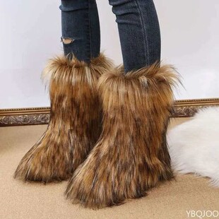 Boots Outdoor Fox Winter Fur Faux Snow Furry Womens Luxury