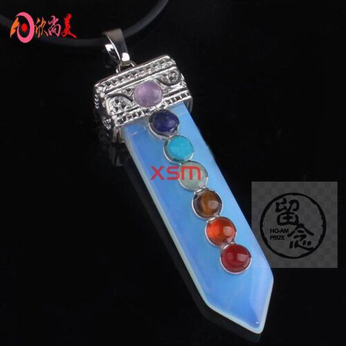 (Natural crystal pendant neckl colorful crystal Sword Pendan