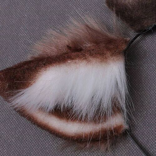 Lovely Reindeer Faux Fur Ears Plush Antler Headband For