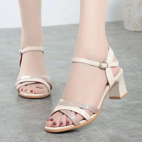 2024 Womens Summer New Shiny High-heel Women Sandals Roman