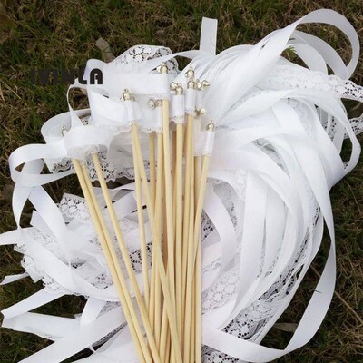 (10/20/50Pieces/Lot)Style A white ribbon wedding wands with