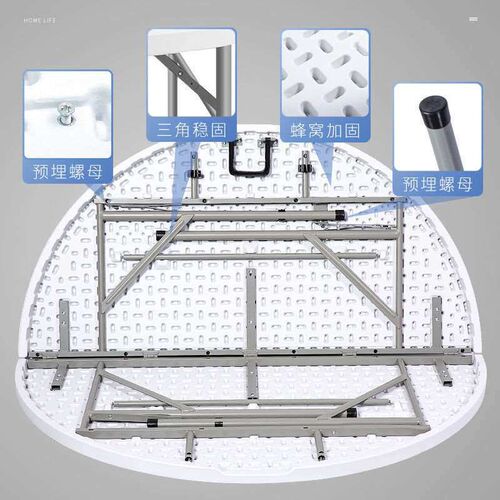Folding Round Table Dining Table Household 8-10 People Can S